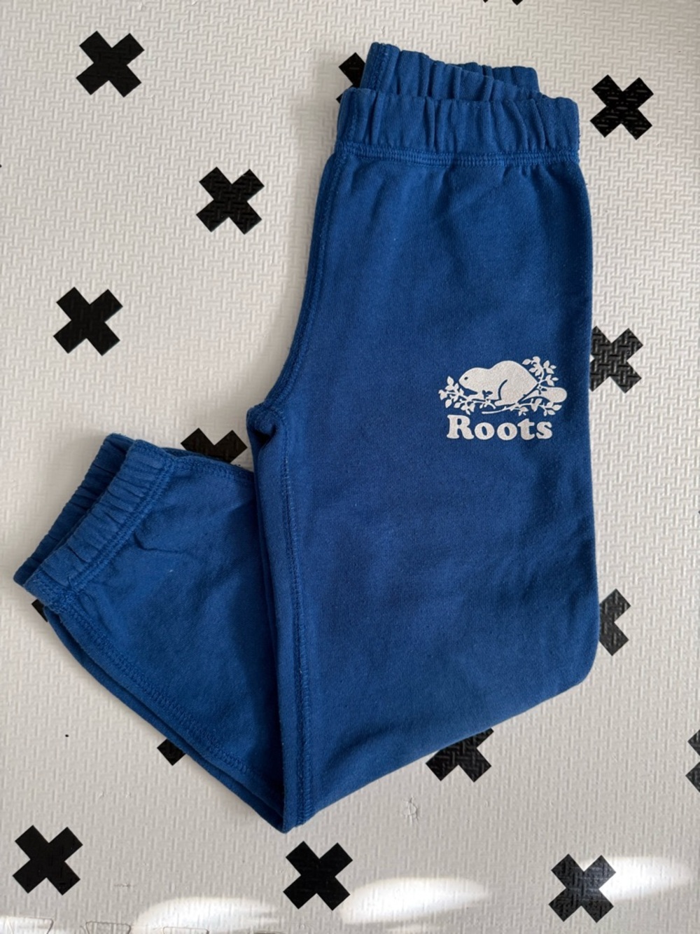 Roots Kids Royal Blue Sweatpants with White Logo